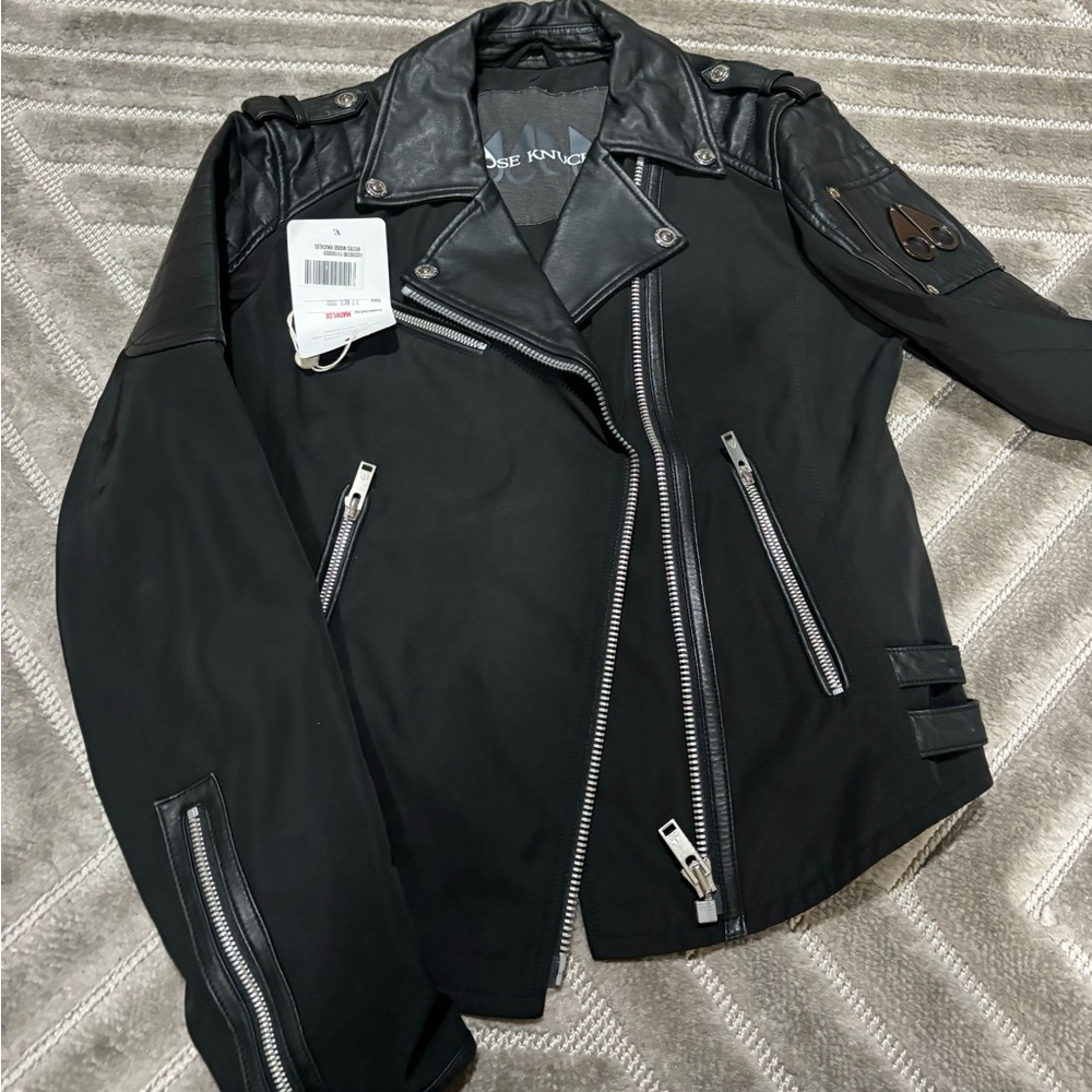 Authentic Moose Knuckles Black Leather Biker Jacket